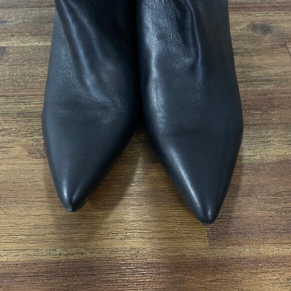 FRANCO SARTO Venture Black Leather Block Heel Bootie Pointed Toe Ankle Boots 12 - Picture 4 of 9
